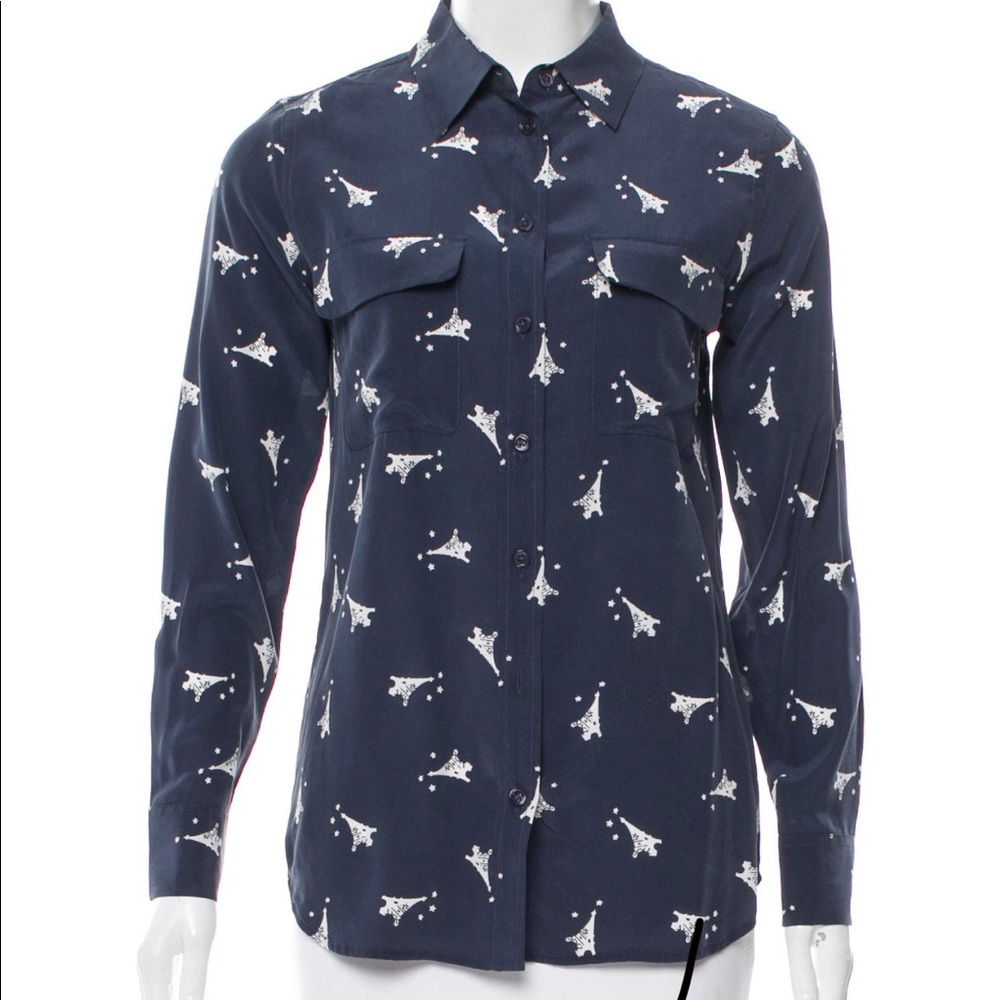 Equipment silk print blous